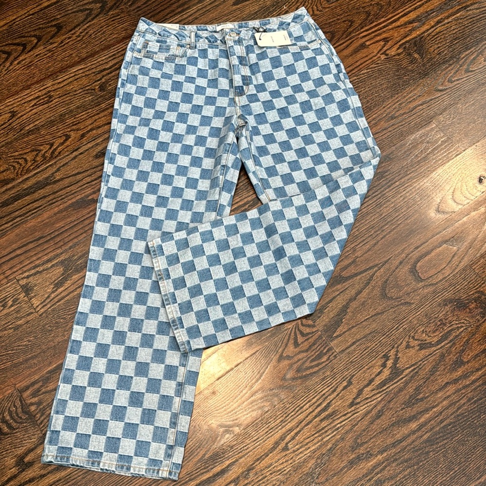 Forever 21 Blue and White Checkered Women Jeans - Picture 4 of 8
